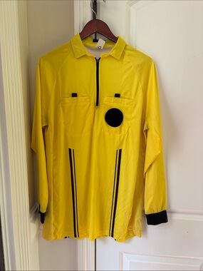 Mens Yellow Long-Sleeve Zip Referee Polo